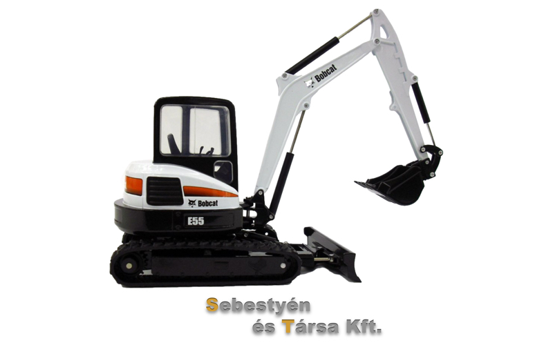 Bobcat E 55
Ajánljuk nagyobb házkörüli munkákra, tereprendezésre, kisebb tuskó kiszedésre, épületek / házak bontására, ház alap - medence és egyéb ásásra.
Fülke magasság: 254 cm.
Max ásási mélység: 392 cm.